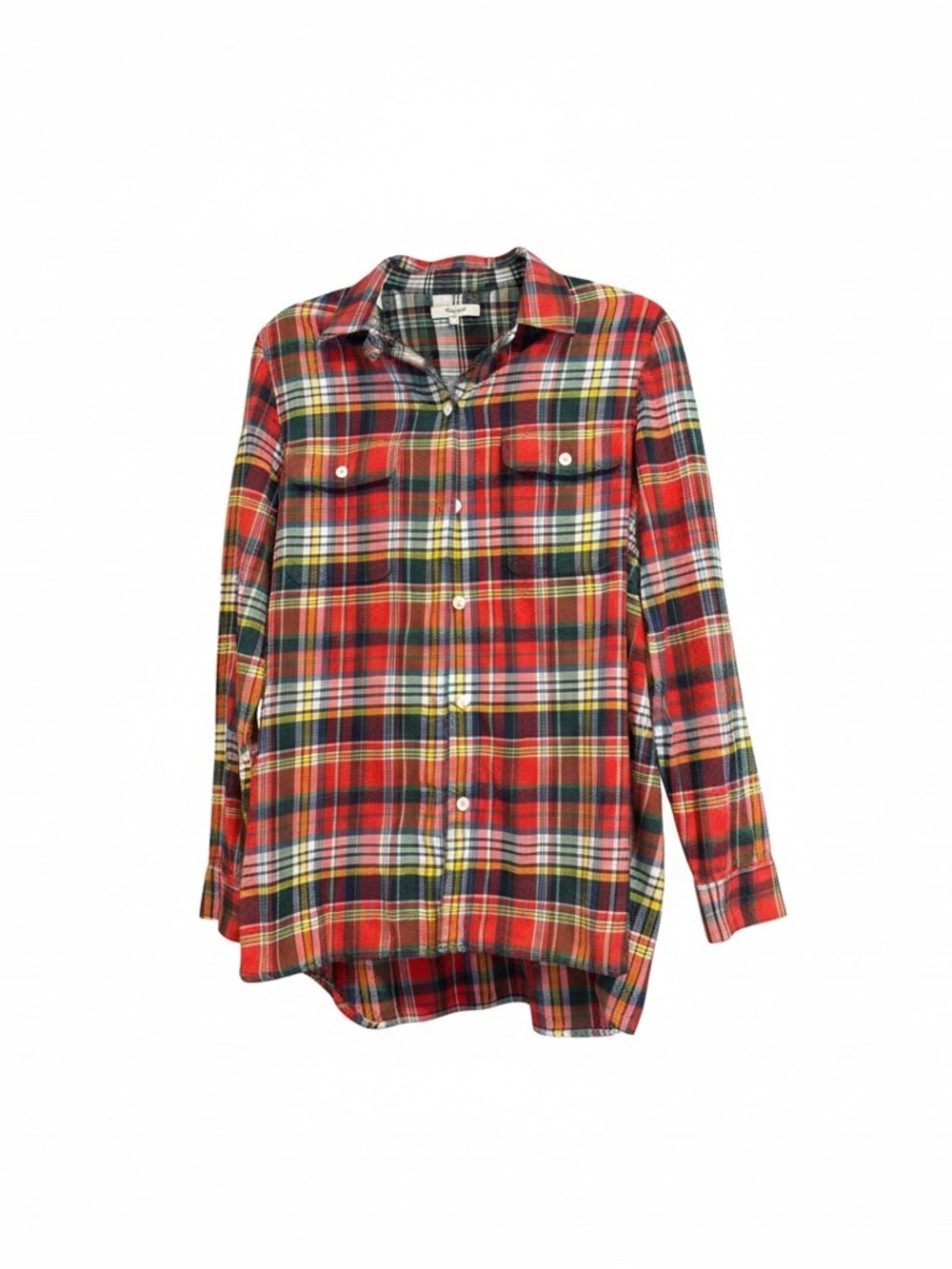 Madewell Green and Red Plaid Flannel Shirt